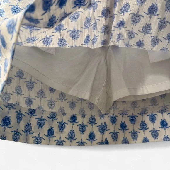 Lily Pulitzer Blue and White A-Line Mini Skirt for Casual Wear / Turtle Print